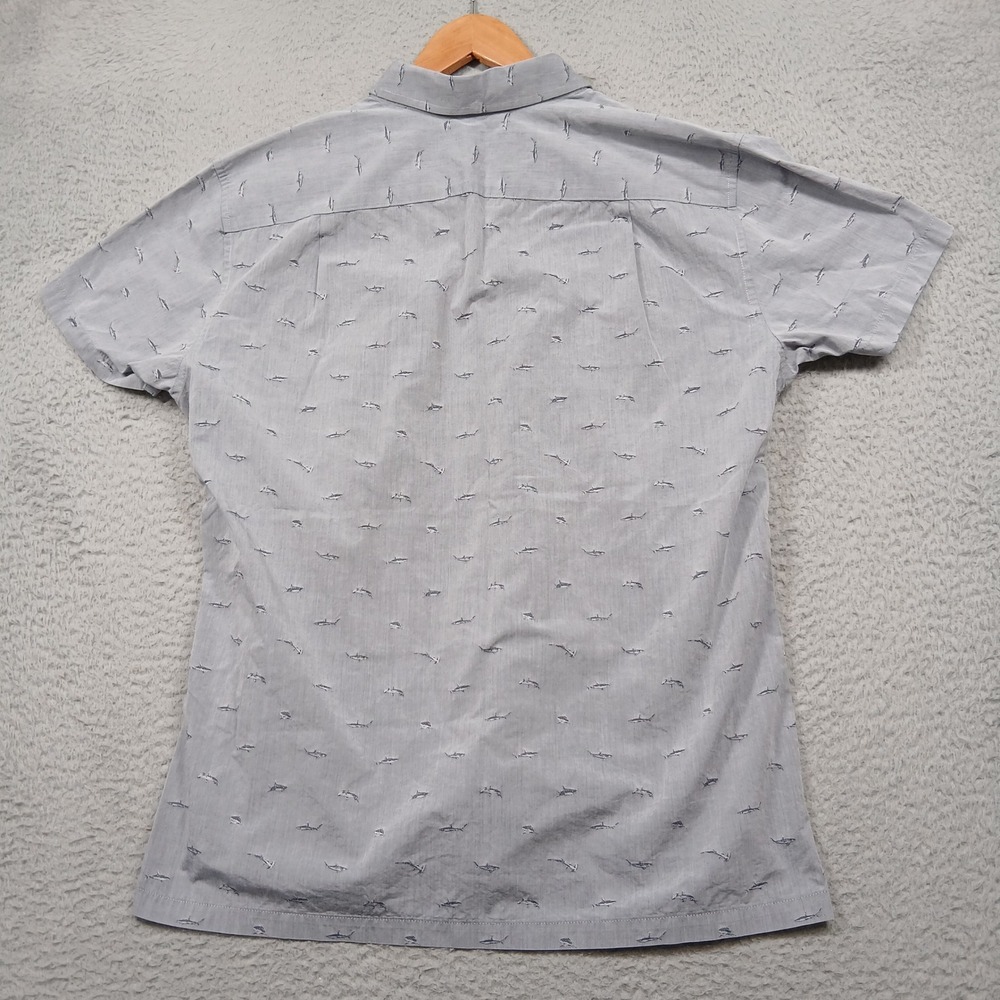 Tori Richard Button Up Shirt Mens Gray Shark Print Short Sleeve Cotton - Picture 3 of 9